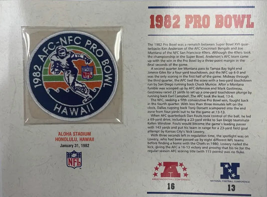 1982 NFL Pro Bowl Willabee & Ward Stat Card Patch