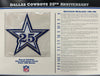 1984 Dallas Cowboys 25th Anniversary Willabee & Ward Patch With Stat Card