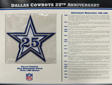 1984 Dallas Cowboys 25th Anniversary Willabee & Ward Patch With Stat Card