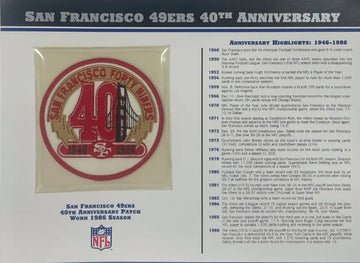 1986 San Francisco 49ers 40th Anniversary Willabee & Ward Patch With Stat Card