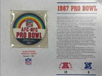 Écusson de la carte de statistiques Willabee &amp; Ward du Pro Bowl NFL 1987