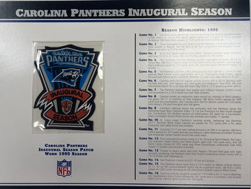 1995 Carolina Panthers Inaugural Season Willabee & Ward Patch With Stat Card