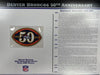 2009 Denver Broncos 50th Anniversary Willabee & Ward Patch With Stat Card