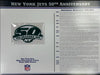 Écusson Willabee &amp; Ward du 50e anniversaire des New York Jets 2009 avec carte de statistiques