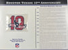 Écusson Willabee &amp; Ward du 10e anniversaire des Houston Texans 2012 avec carte de statistiques