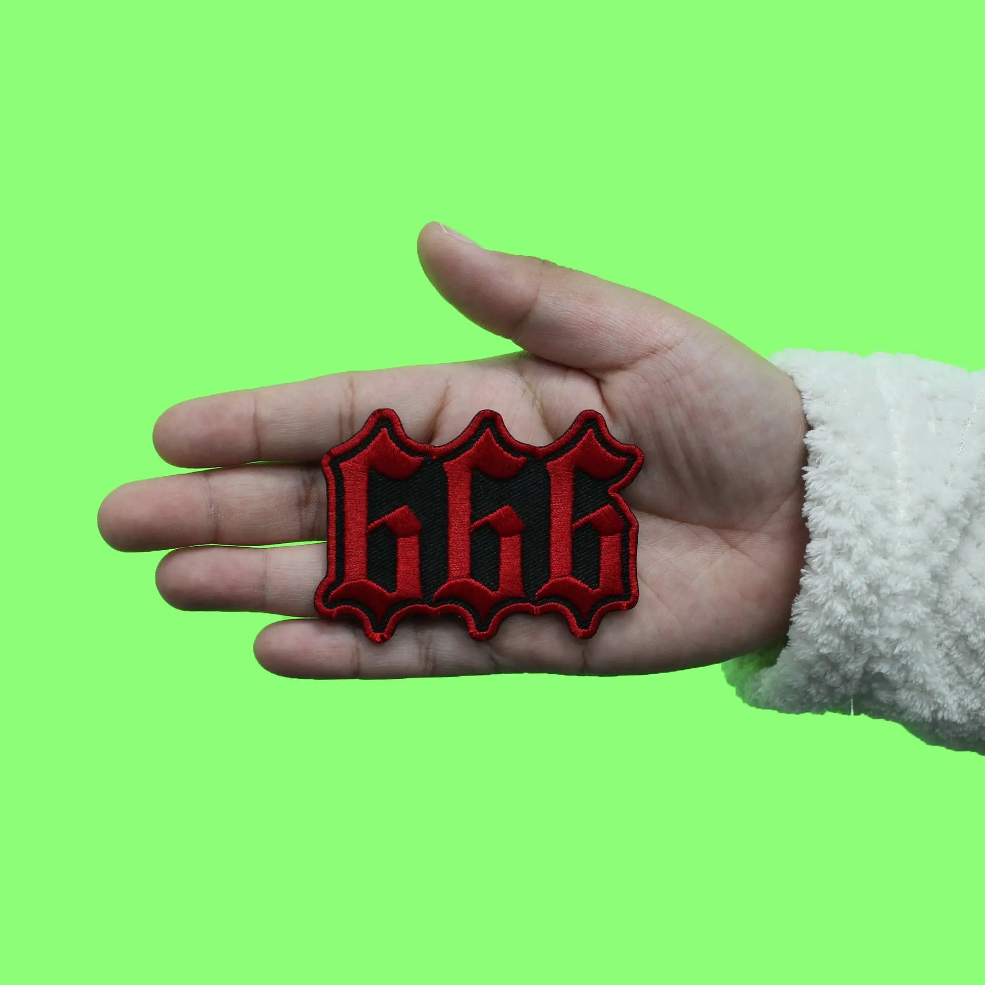 666 Red Numbers Patch Alternative Rock Embroidered Iron On