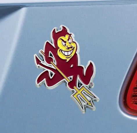 Arizona State Sparky Premium Solid Metal Chrome Plated Car Auto Emblem