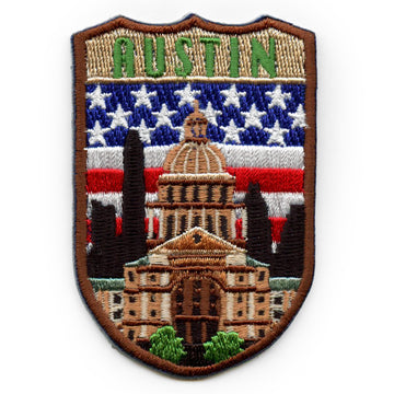 Austin Texas Shield Patch Travel United States Embroidered Iron On Patch