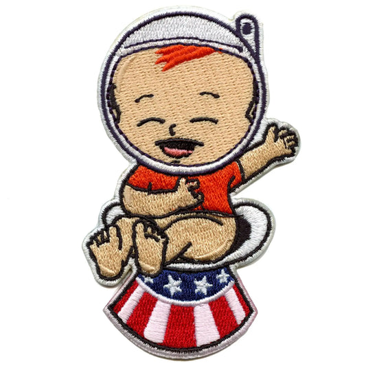 Baby Potty Training Patch Astronaut Kid On Hat Parody Embroidered Iron On