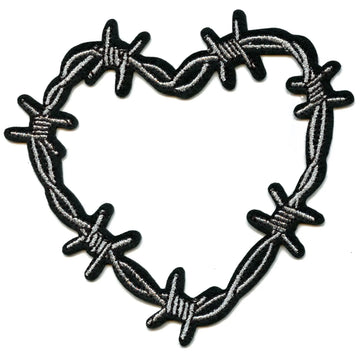 Barbed Wire Heart Patch Emo Dark Love Embroidered Iron On