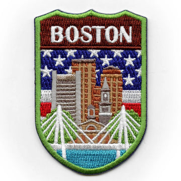 Boston Massachusetts City Tourist Patch World Travel Badge Embroidered Iron On