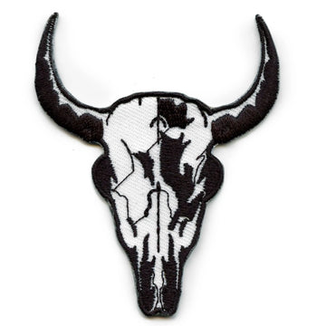 Western Bull Skull Patch Horns Decor Hunt Embroidered Iron On Cow Longhorn