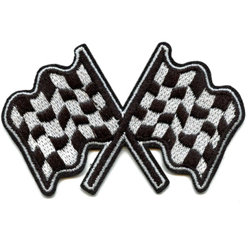 Checkered Flag Rally Patch Racing Car Marathon Embroidered Iron On