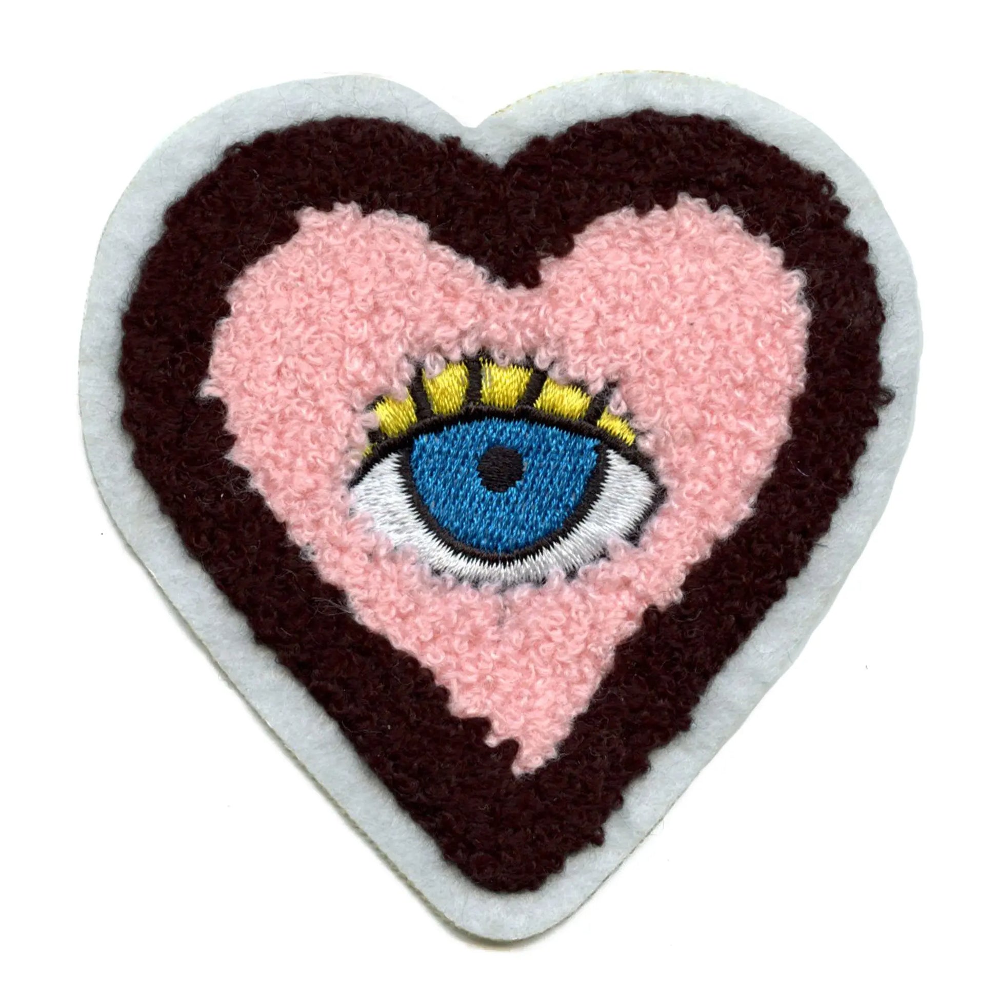 Chenille Heart Evil Eye Patch Spiritual Gold Ojo Embroidered Iron On