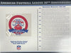 Écusson Willabee &amp; Ward du 50e anniversaire de la Ligue américaine de football 2009 avec carte de statistiques