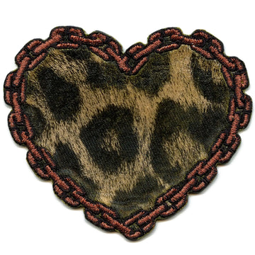 Cheetah Chain Heart Patch Animal Print Aesthetic Embroidered Applique Iron on