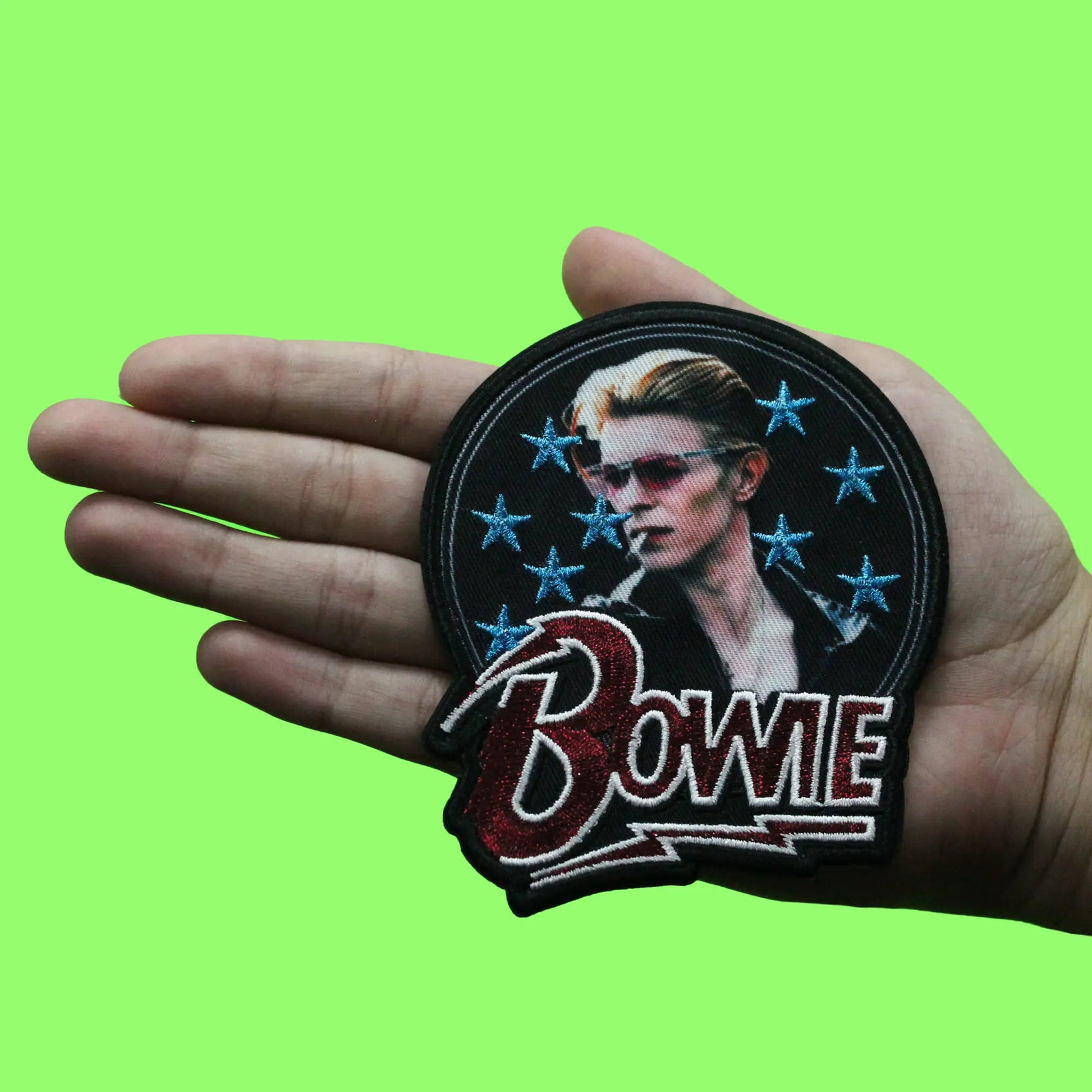 David Bowie Star Patch Glitter Embroidered Iron On