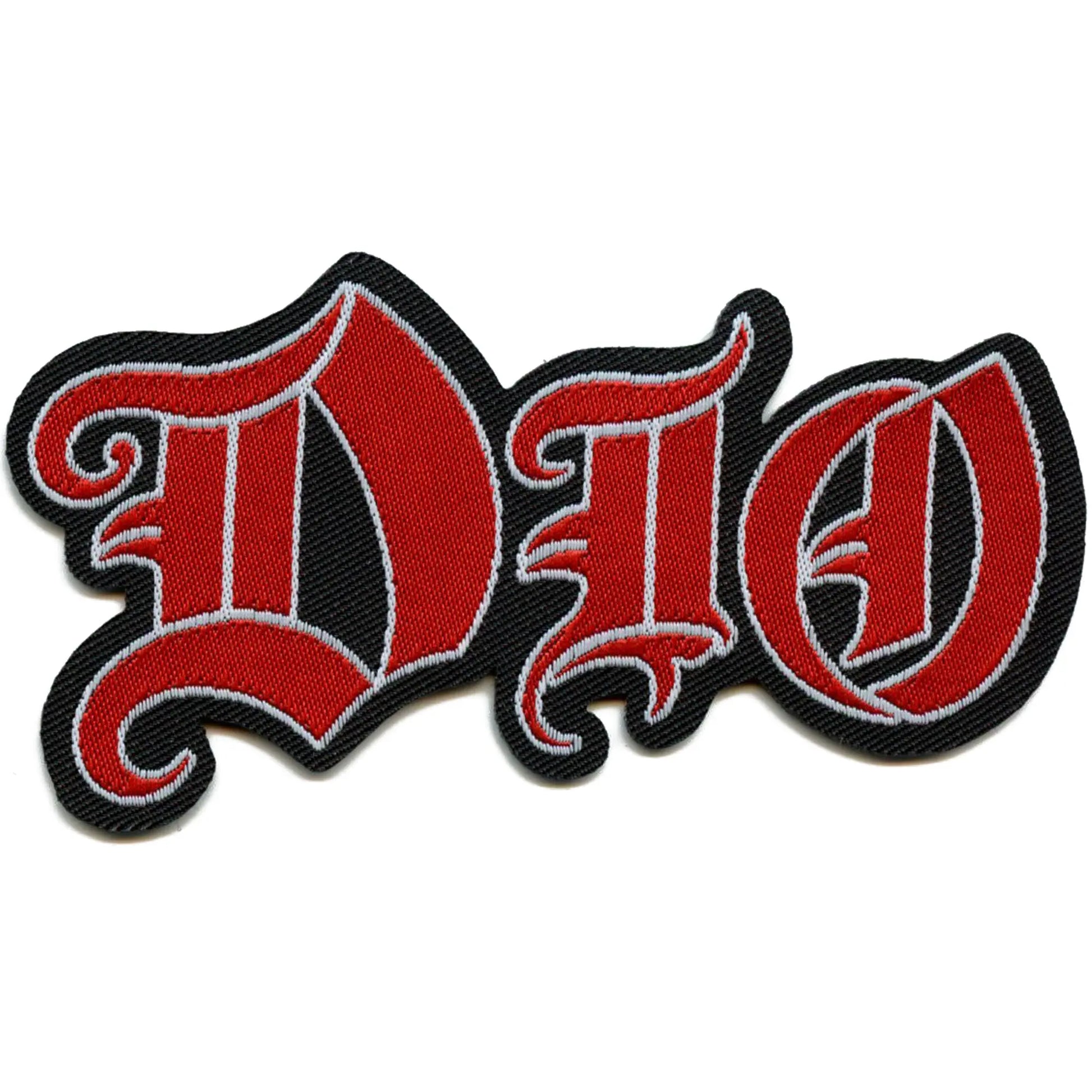 Dio Logo Cut Out Patch Band Cursive Script Woven Iron On