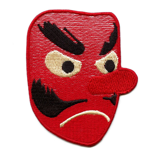 Japanese Goblin Emoji Patch Tengu Red Mask Embroidered Iron On