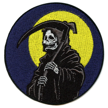 Grim Reaper Moonlight Patch Death Skull Scythe Embroidered Iron On