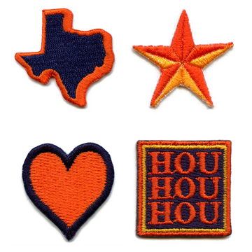 Houston HOU Heart Star 4 Pack Patch Mini Sports Texas Embroidered Iron On