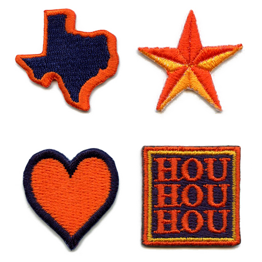 Houston HOU Heart Star 4 Pack Patch Mini Sports Texas Embroidered Iron On