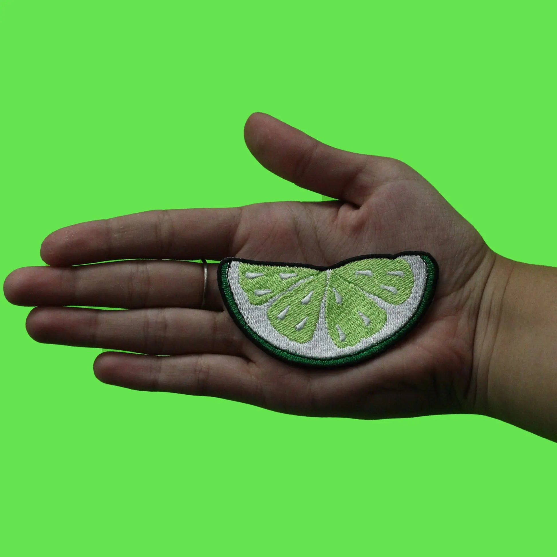 Half Lime Slice Patch Fresh Cut Citrus Embroidered Iron On