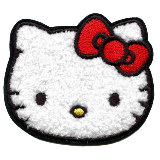 Hello Kitty Head Shot Patch Iconic Red Bow Chenille Iron On