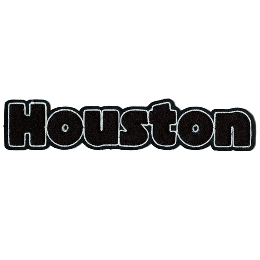 Houston Texas Script Patch Black On Black Chenille Sew On