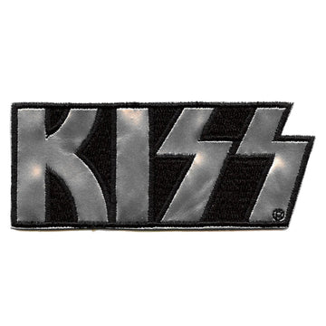 Kiss Chrome Script Logo Patch American Rock Band Woven Iron On