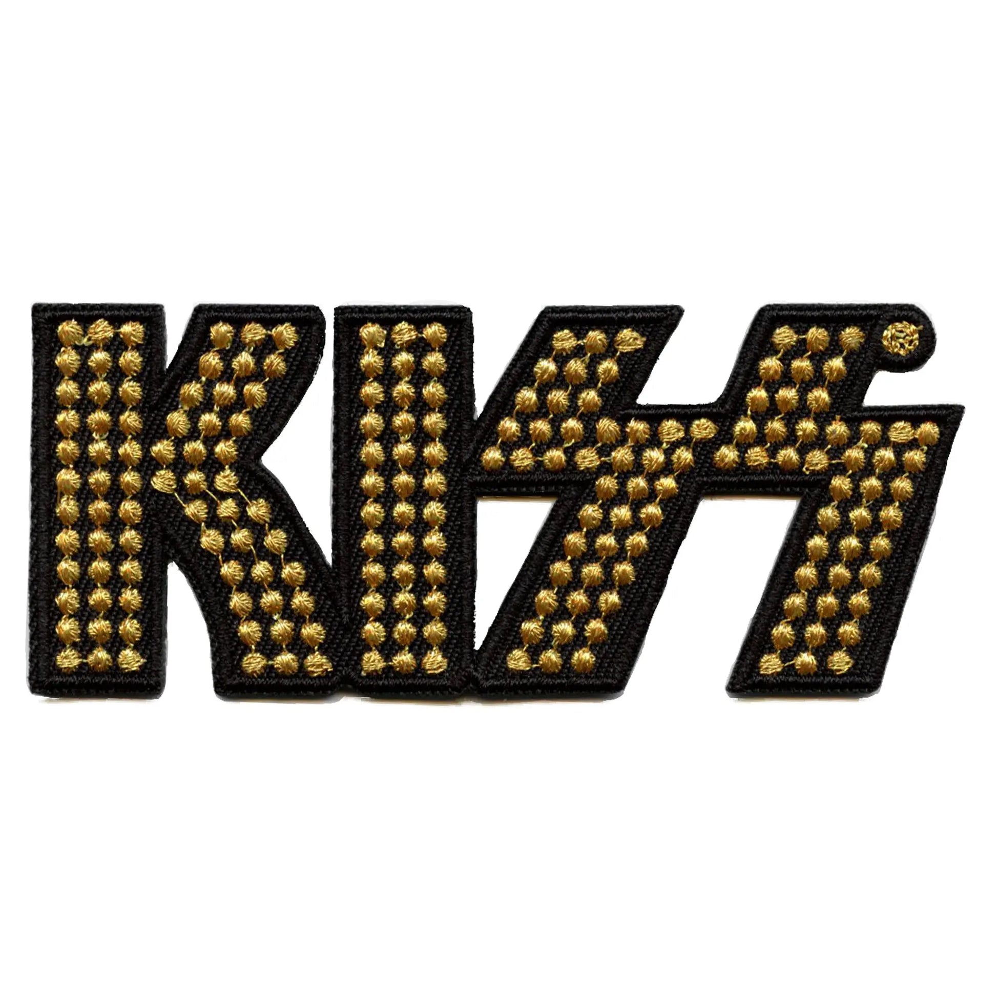 Kiss Gold Studded Logo Patch American Rock Band Embroidered Iron On