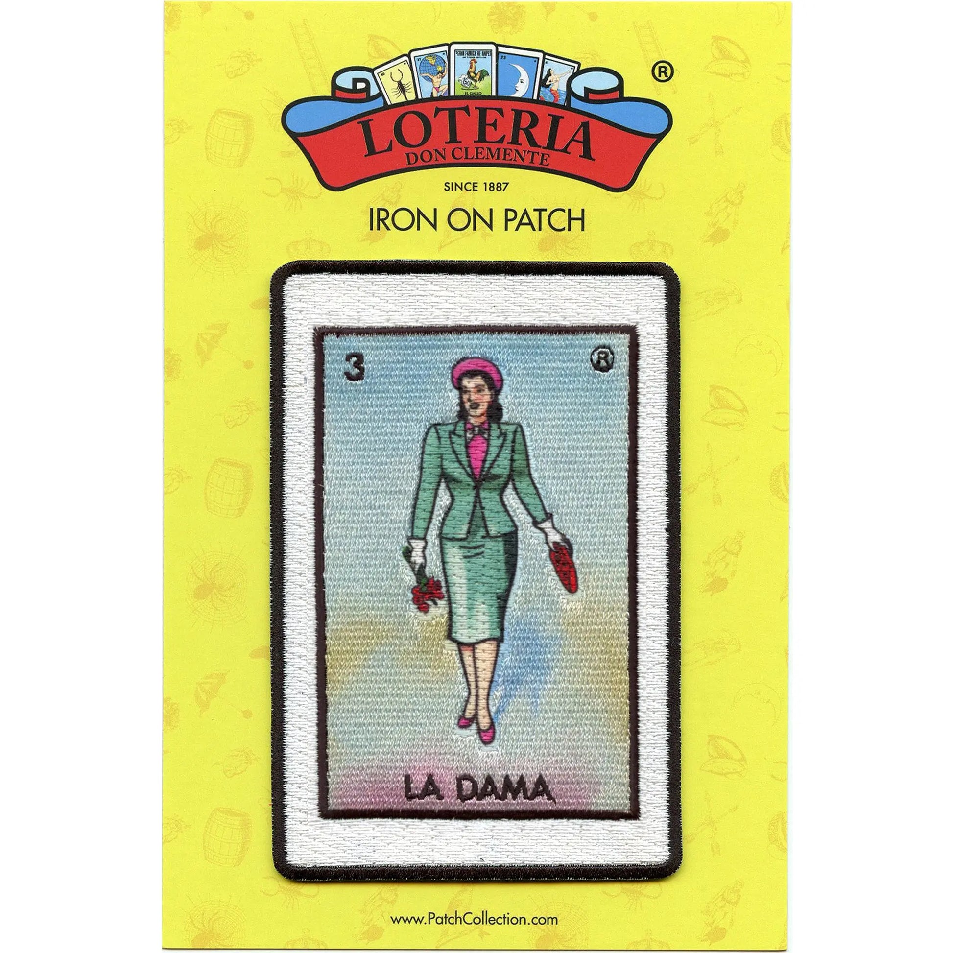 La Dama 3 Patch Mexican Loteria Card Sublimated Embroidery Iron On