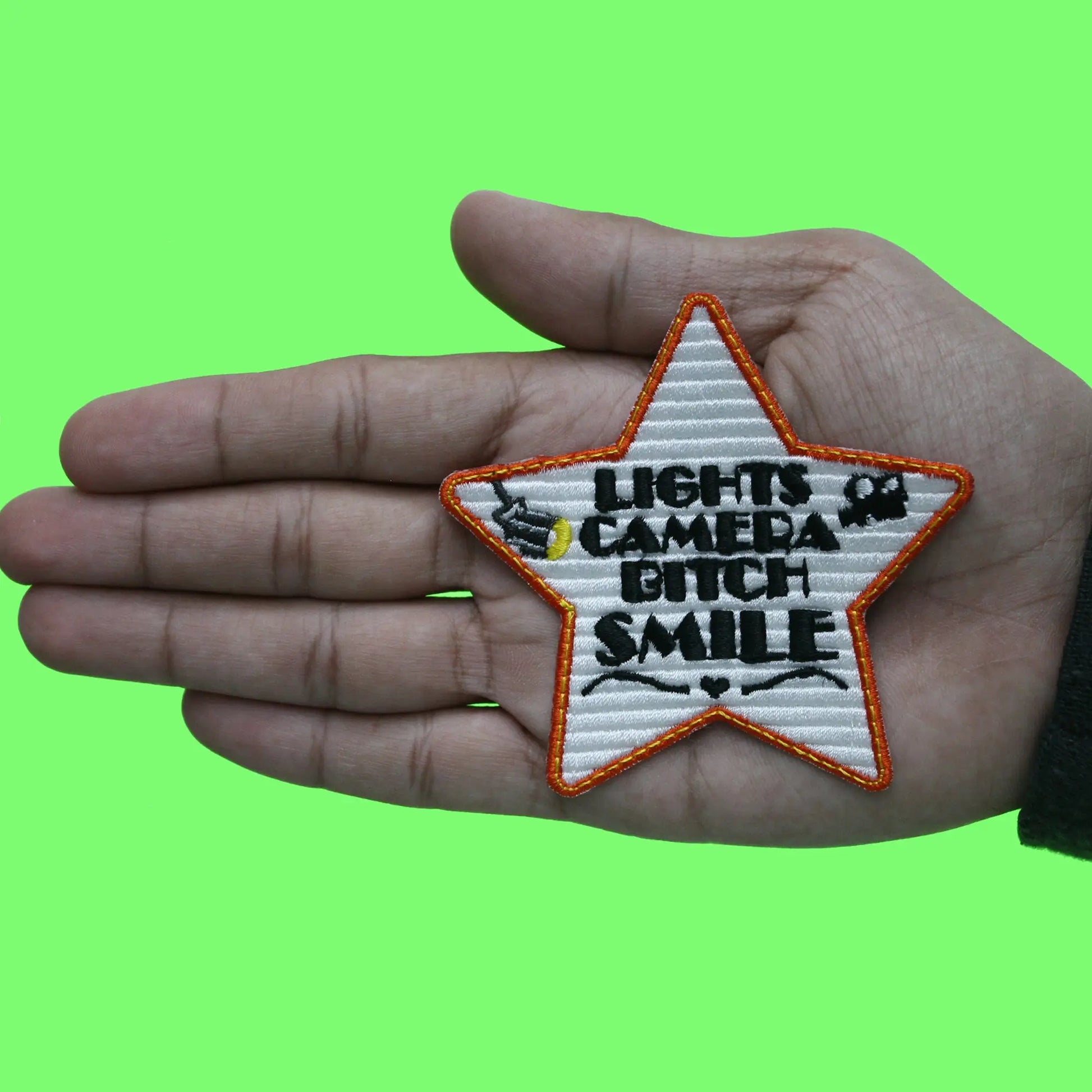 Lights Camera B Patch Smile Pop Star Embroidered Iron On