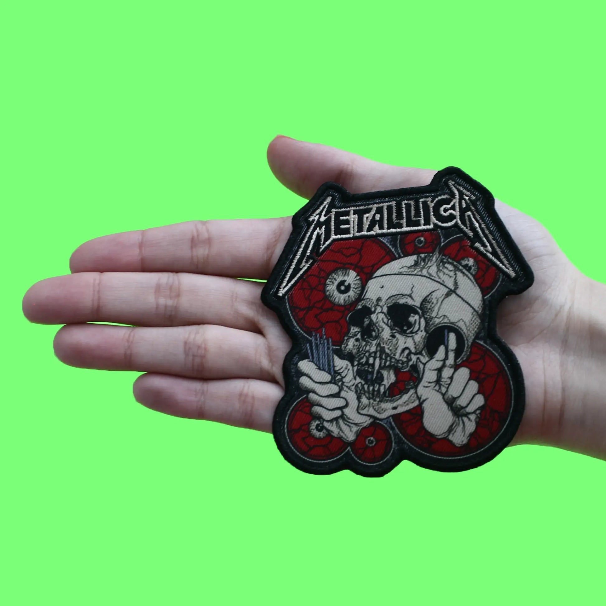 Metallica The Shortest Straw Patch Skull with Red Eyes Sublimated Embroidery Iron On