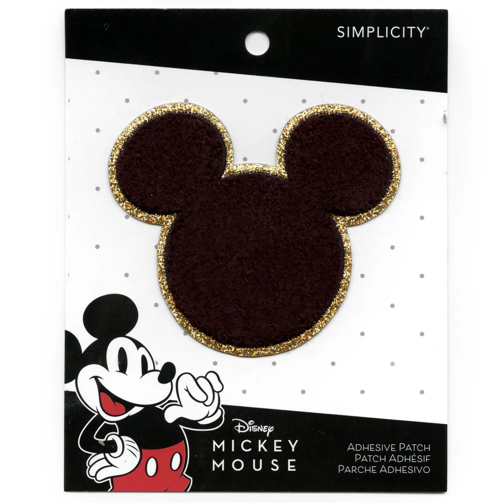 Mickey Mouse Head Patch Gold Disney Clubhouse Cartoon Chenille Iron On