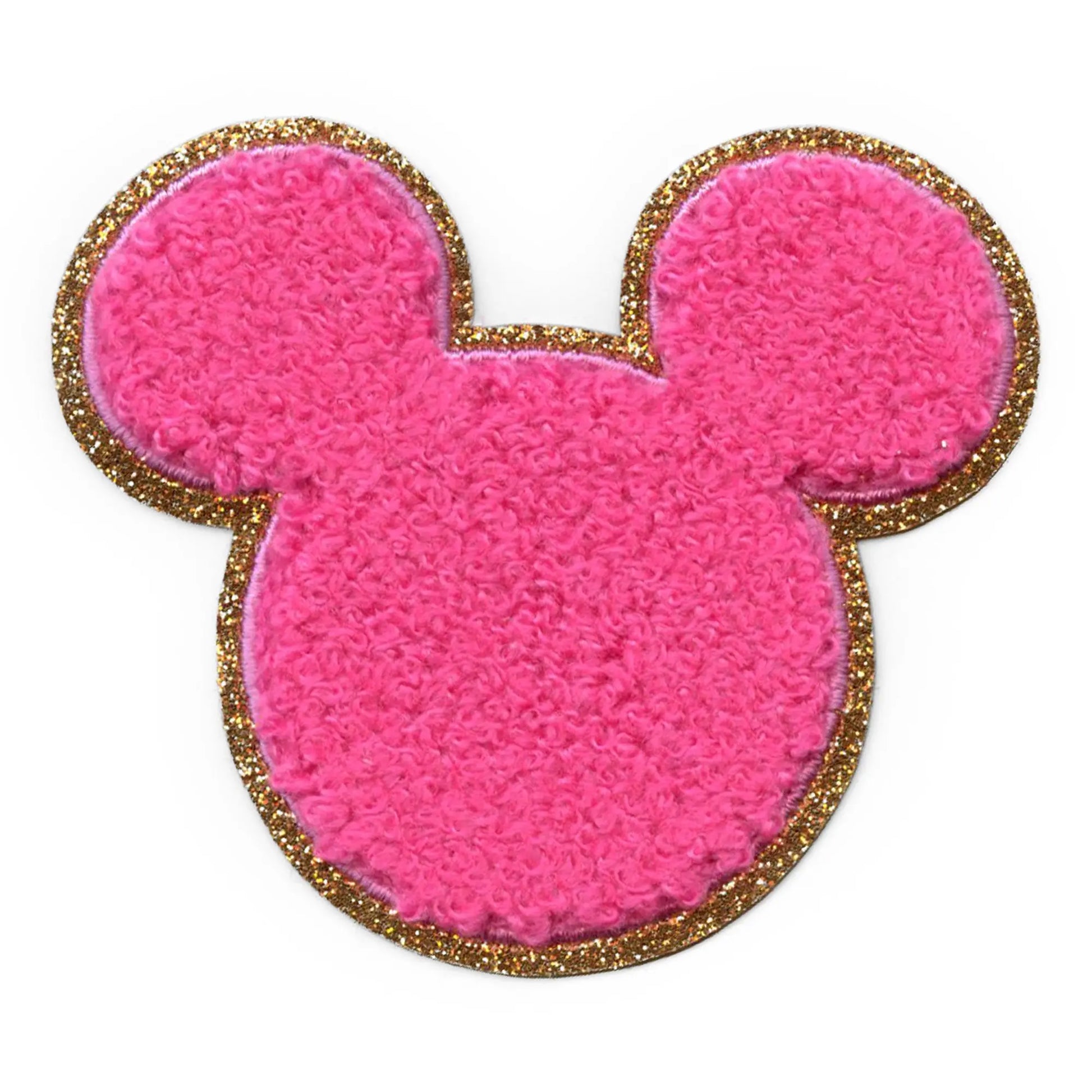 Minnie Mouse Pink Head Patch Gold Disney Cartoon Chenille Iron On