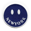 New York Smiley Face Patch Blue Emoji Embroidered Iron on