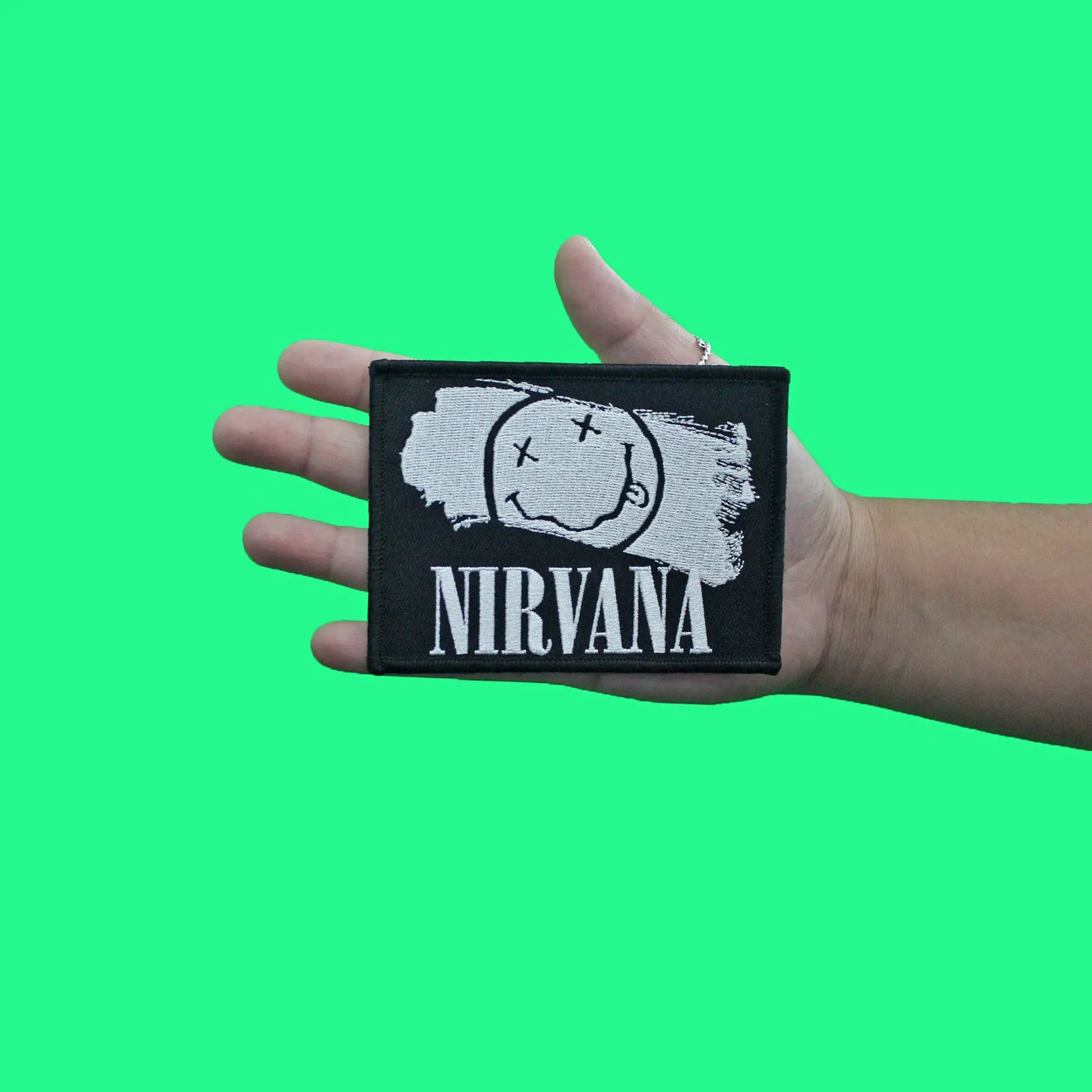 Happy Face Paint Stroke Patch Rock Nirvana Band Embroidered Iron On