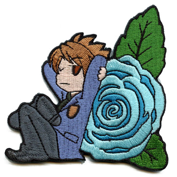 Ouran High School Host Club Patch Hitachiin Hikaru Blue Rose Embroidered Iron On