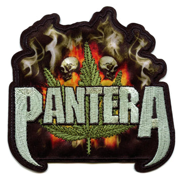 Pantera Cannabis Smoke Patch Metal Fire Skull Embroidered Iron On