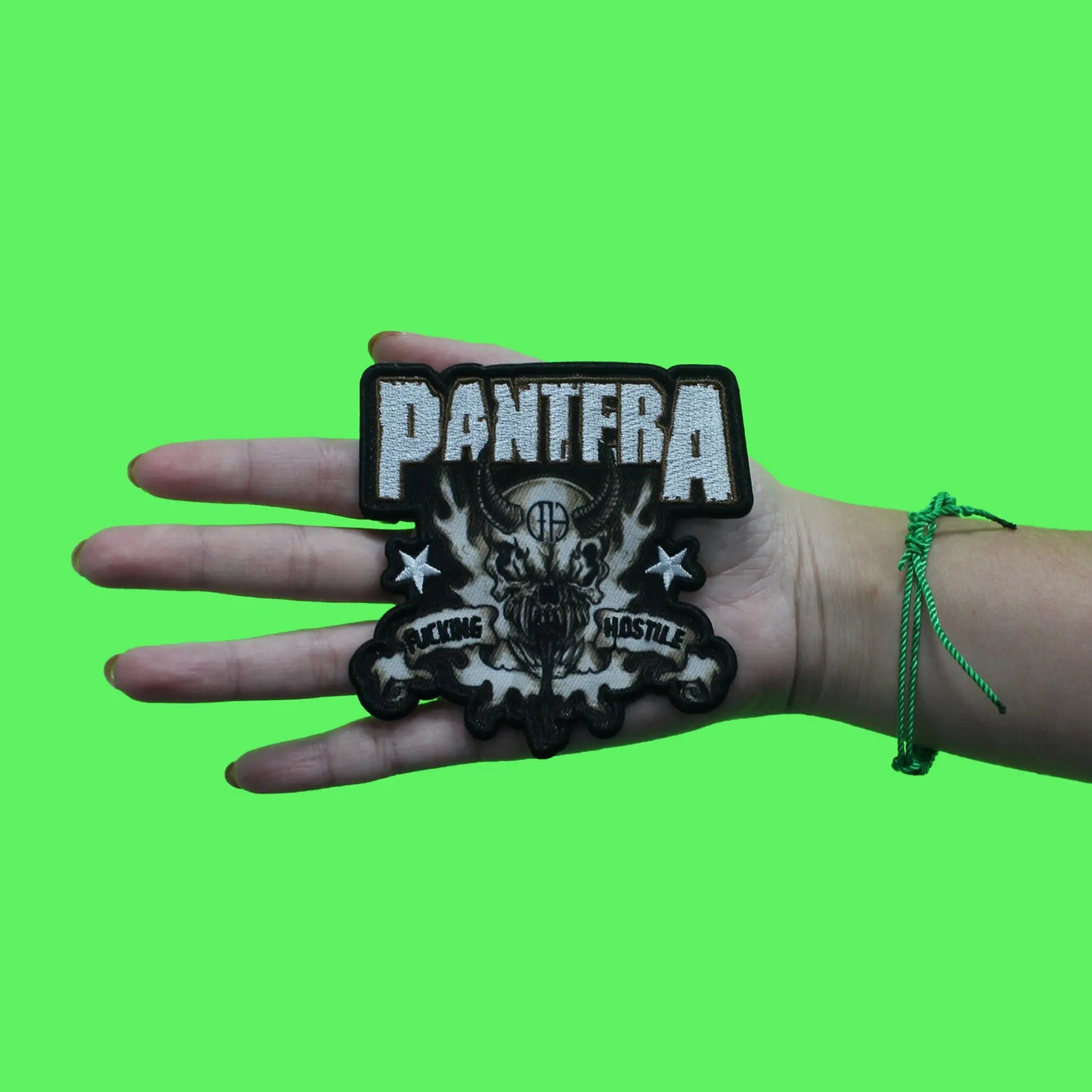 Pantera Fu***** Hostile Patch Metal Skull Stars Embroidered Iron On