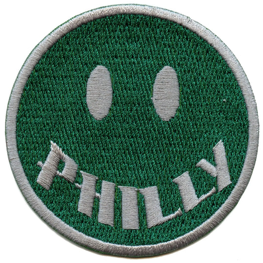 Pennsylvania Philly Smiley Patch Green Script Face Embroidered Iron On Patch