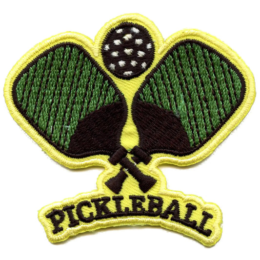 Pickleball Paddle Sport Patch Wooden Racket Ball Embroidered Iron On Patch