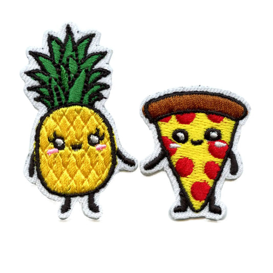 Pineapple & Peporoni Pizza Love Patch Food Combination Iron On Embroidered Set