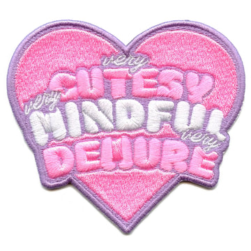 Cutesy Heart Coquette Patch Very Mindful Demure Embroidered Iron On