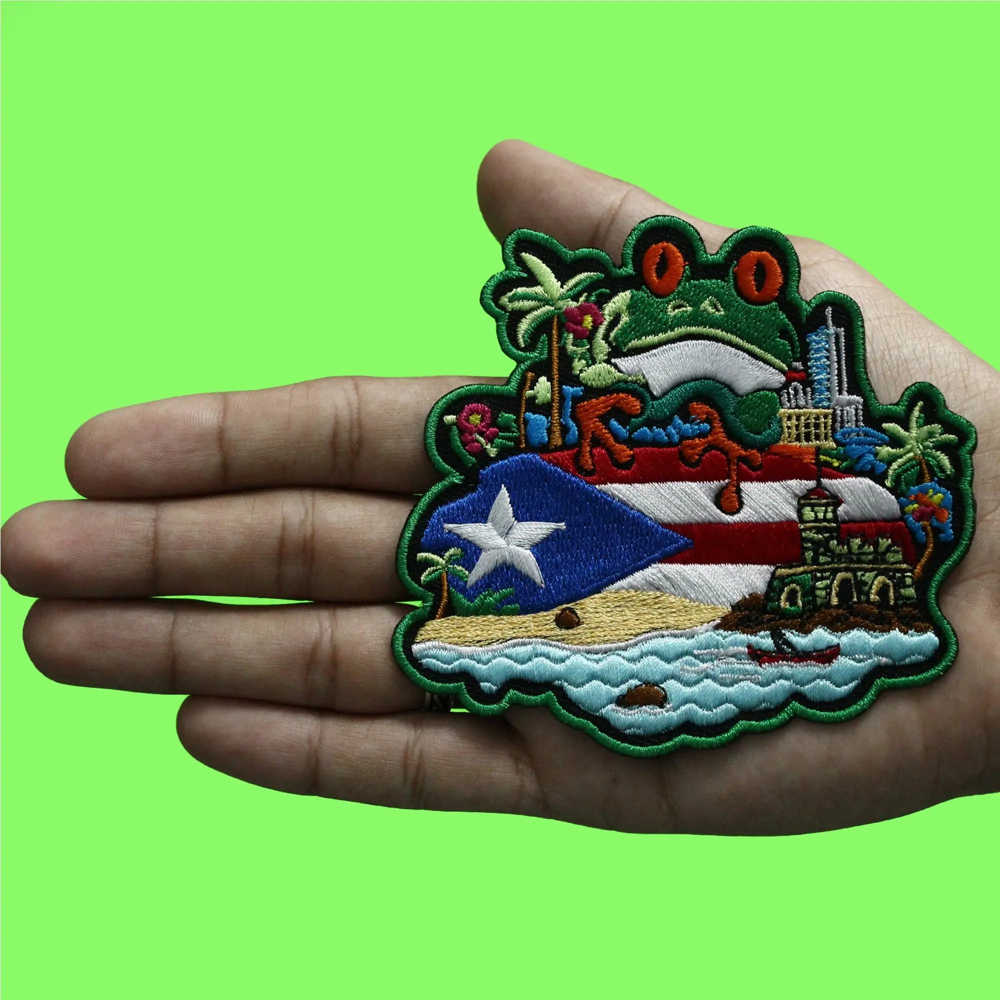 Puerto Rico Coqui Patch Tropical Boricua Travel Embroidered Iron On