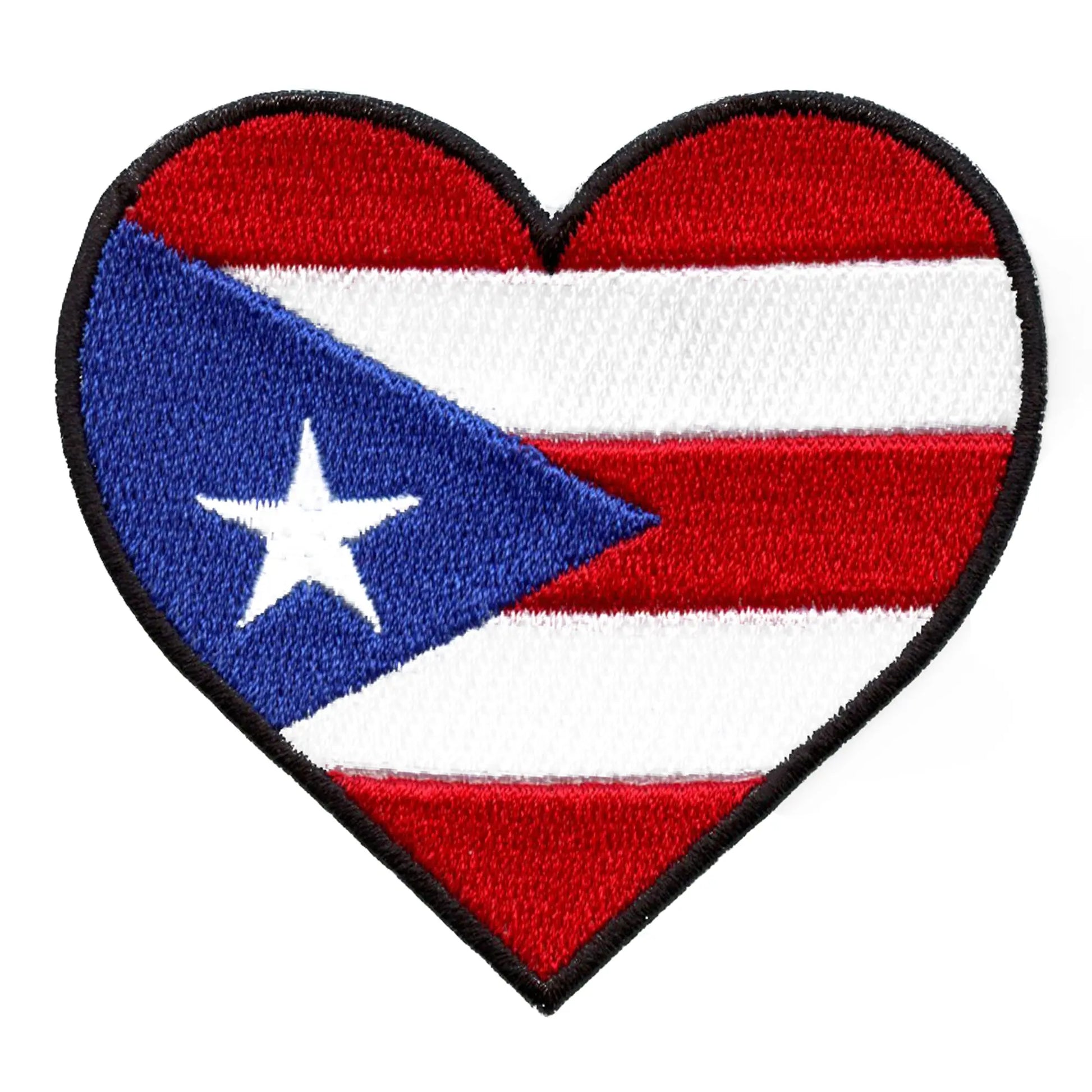 Puerto Rico Flag Patch Country Heart Hispanic Embroidered Iron On