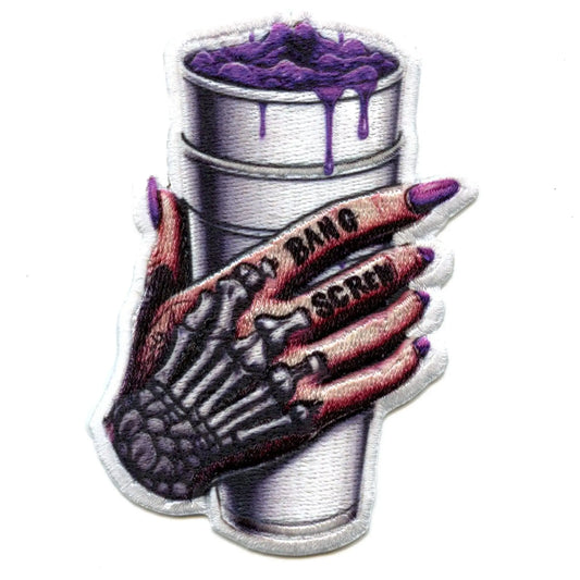 Purple Drank Double Cup Patch Tattooed Girl Hand Sublimated Embroidered Iron On