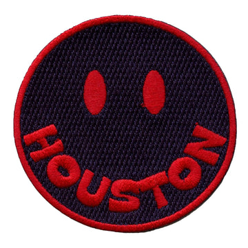 Houston Smiley Face Patch Navy Blue/Red Emoji Embroidered Iron on