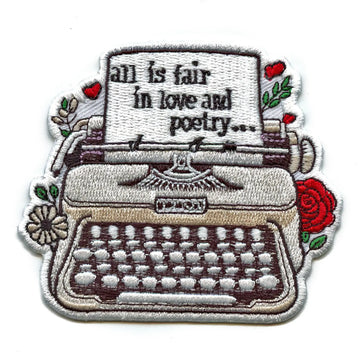 Red Pop Star Typewriter Patch Artists Music Lover Embroidered Iron On